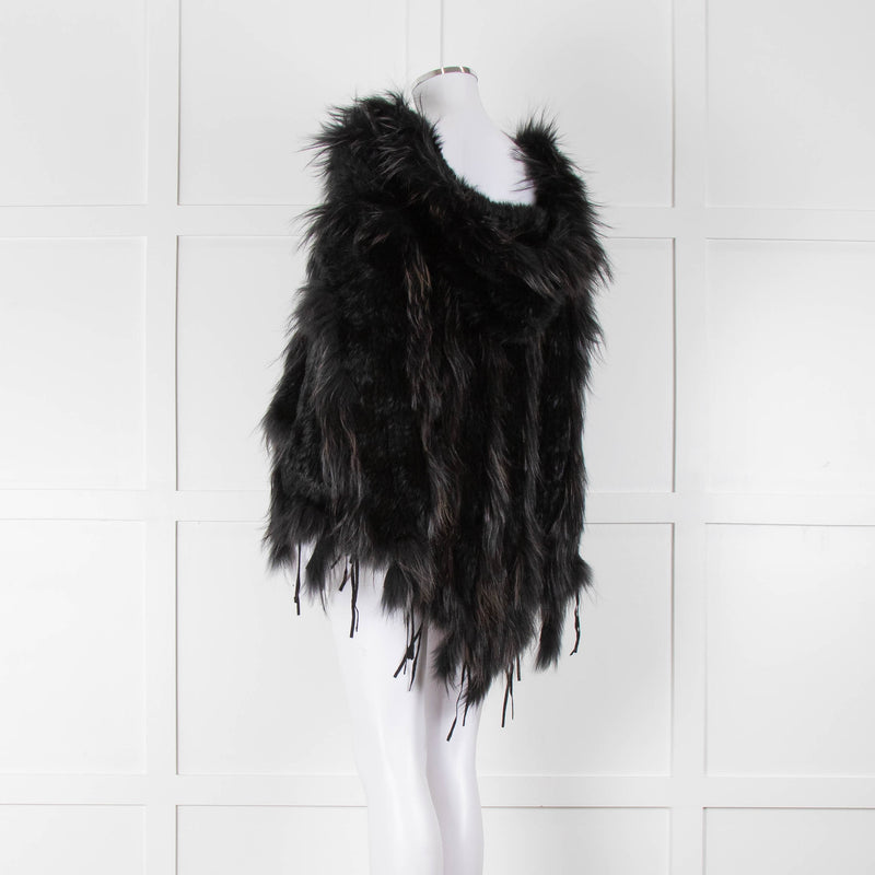 Maclauren Black Fur Hooded Cape