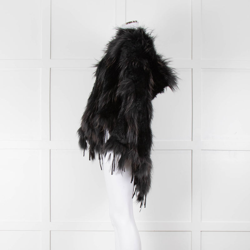 Maclauren Black Fur Hooded Cape