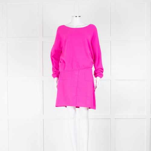 Crush Bright Pink Cashmere Skirt With Pockets