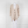 Me + Em Beige Chunky Cashmere Blend Cardigan with Black Piping Detail