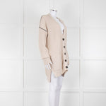 Me + Em Beige Chunky Cashmere Blend Cardigan with Black Piping Detail