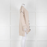 Me + Em Beige Chunky Cashmere Blend Cardigan with Black Piping Detail