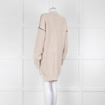 Me + Em Beige Chunky Cashmere Blend Cardigan with Black Piping Detail