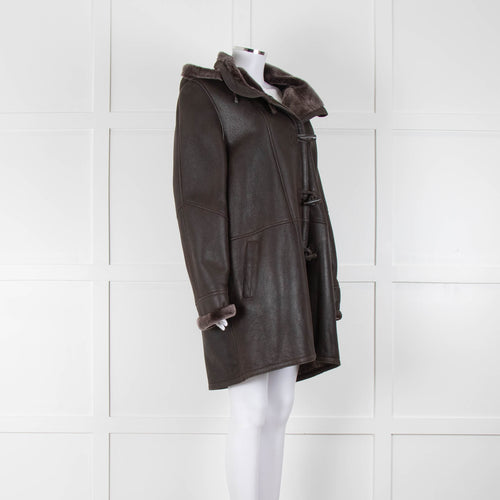 Celtic & Co Brown Shearling Duffle Coat With Detachable Hood