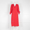 McQ Red Swallow Print Midi Dress