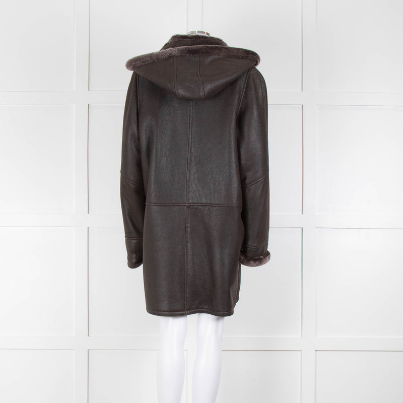 Celtic & Co Brown Shearling Duffle Coat With Detachable Hood