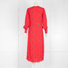 McQ Red Swallow Print Midi Dress