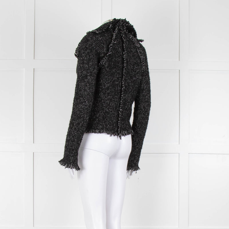 Zadig & Voltaire Grey And Black Fleck Freyed Hem Cardigan