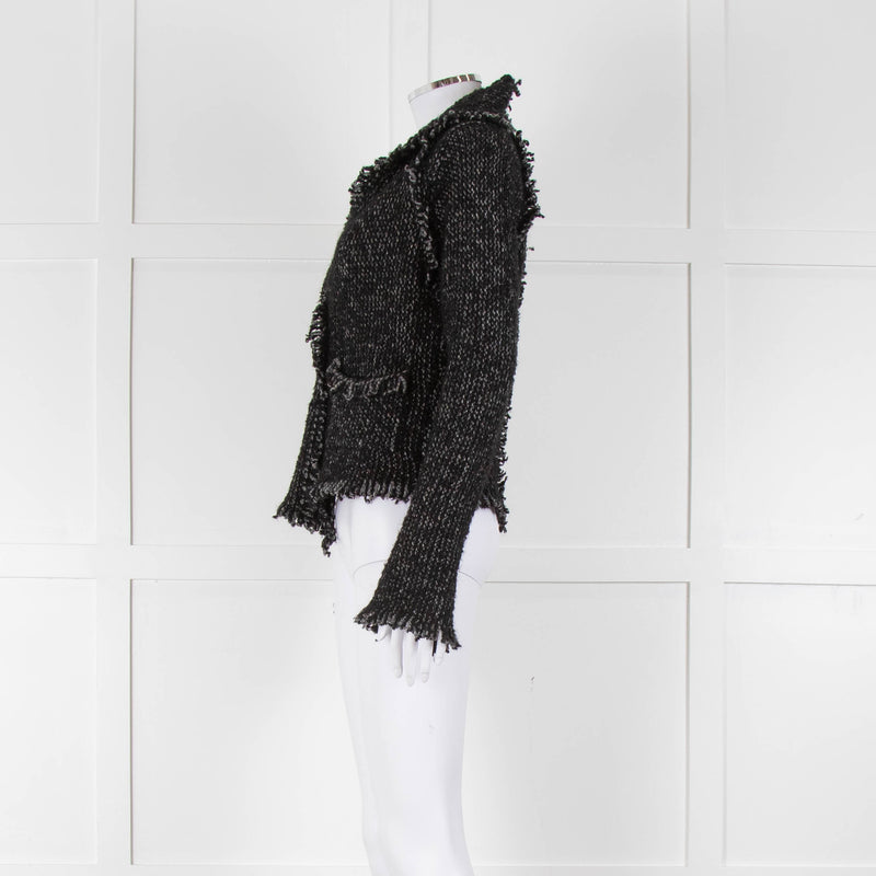 Zadig & Voltaire Grey And Black Fleck Freyed Hem Cardigan