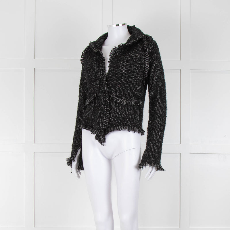 Zadig & Voltaire Grey And Black Fleck Freyed Hem Cardigan