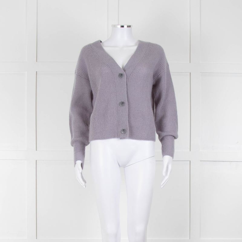 Vince Lilac Ribbed V Neck Cardigan