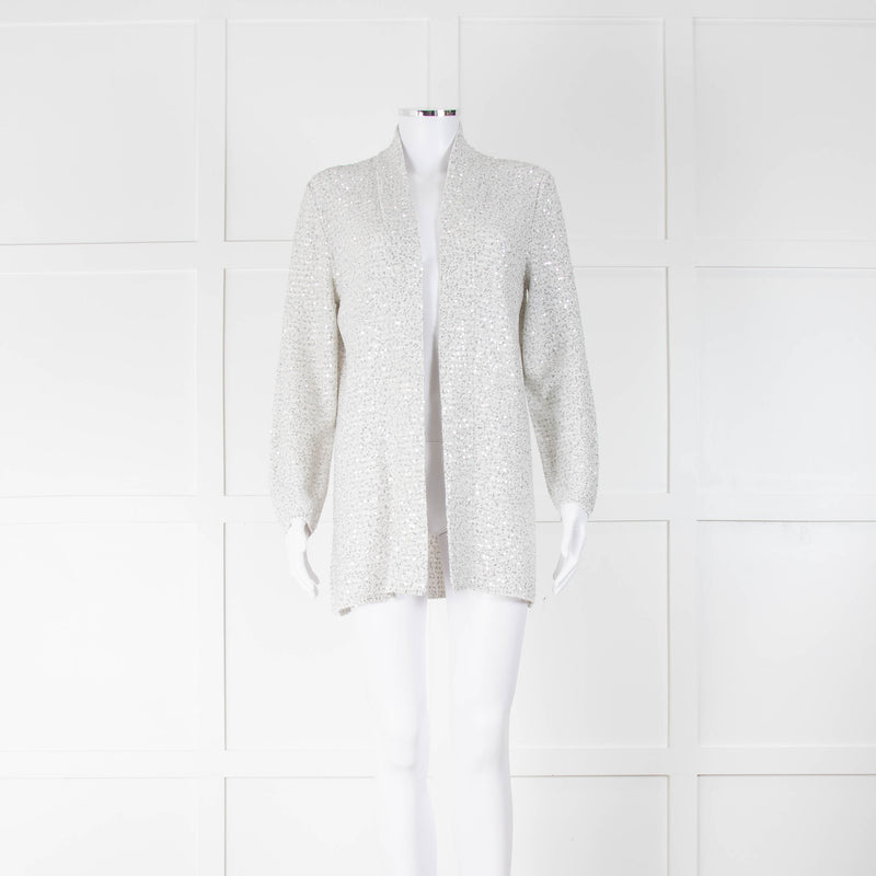 Amina Rubinacci White Knitted Sequin Cardigan