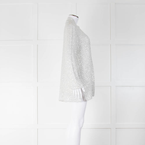 Amina Rubinacci White Knitted Sequin Cardigan