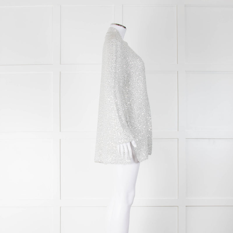 Amina Rubinacci White Knitted Sequin Cardigan