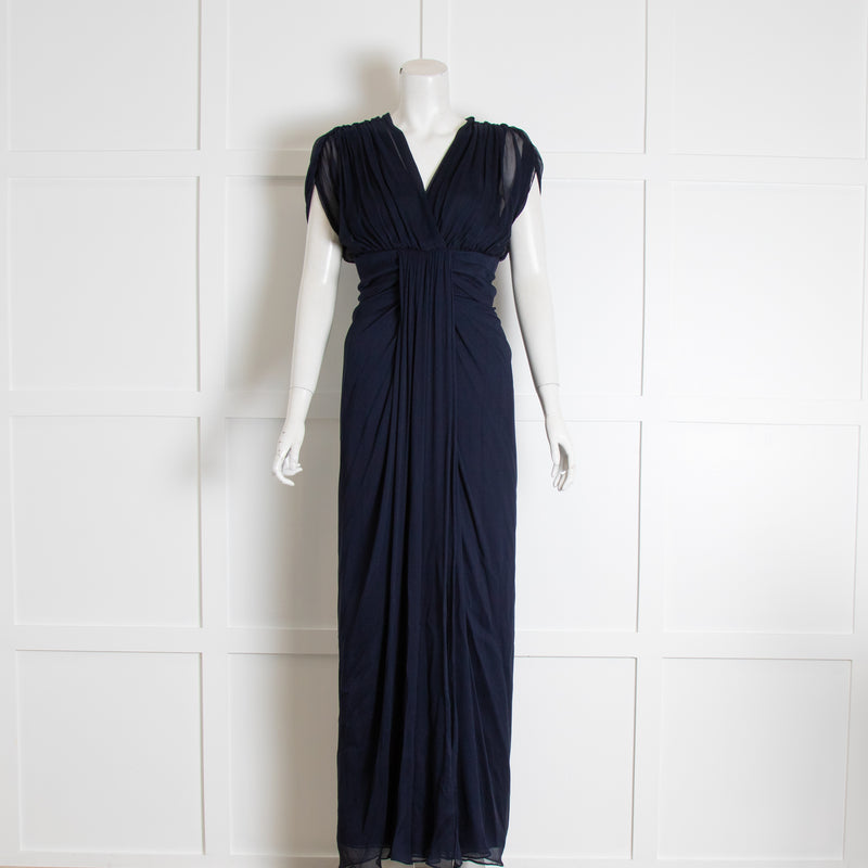 Diane von Furstenberg Navy Silk Chiffon Maxi Dress