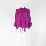 Suncoo Purple Frilled Tie Neck Blouse