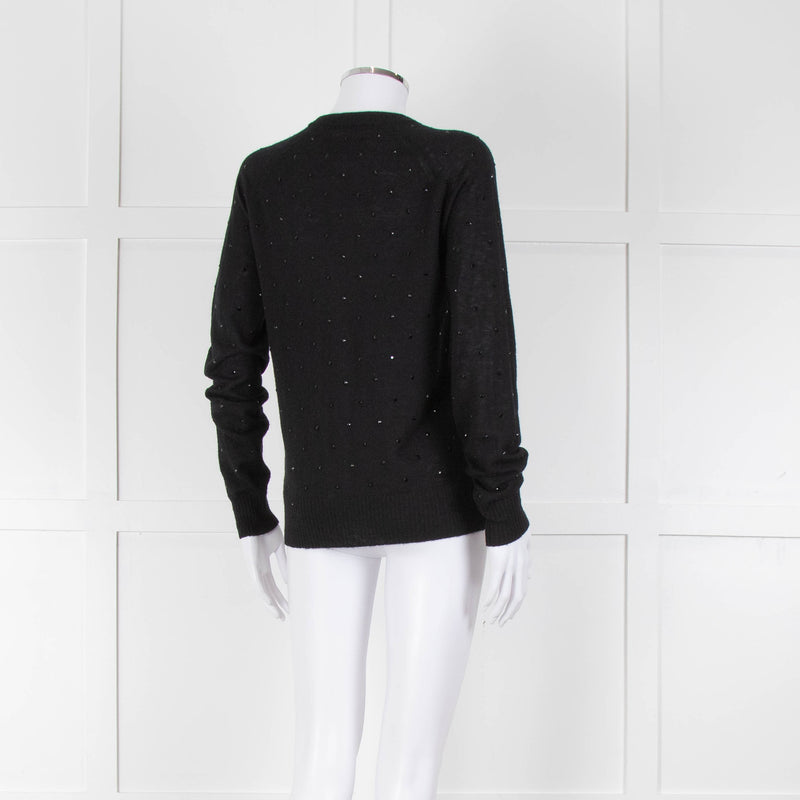 Zadig & Voltaire Black Studded Cashmere Fine Knit Cardigan