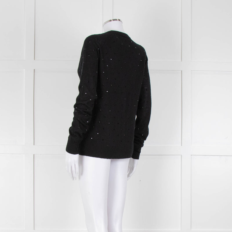 Zadig & Voltaire Black Studded Cashmere Fine Knit Cardigan