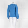 Wyse Blue Mohair Mix Crochet Front Pearl Button Cardigan