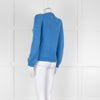 Wyse Blue Mohair Mix Crochet Front Pearl Button Cardigan