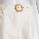 Zimmermann Cream Linen Trousers with Belt & Raffia Buckle