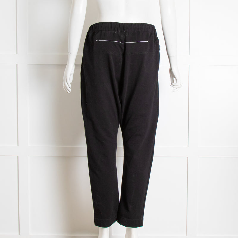 Bassike Black Cotton Drawstring Waist Trousers