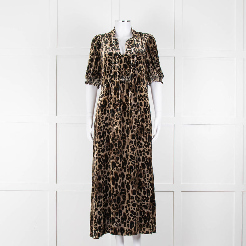 Wyse Desiree Leopard Print Velvet Feel Maxi Dress