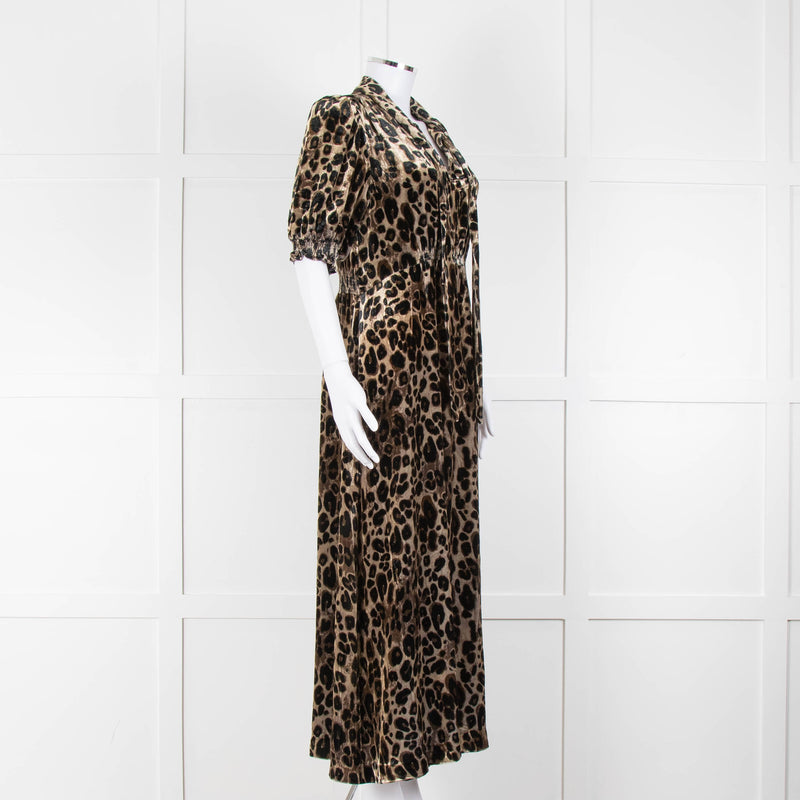 Wyse Desiree Leopard Print Velvet Feel Maxi Dress