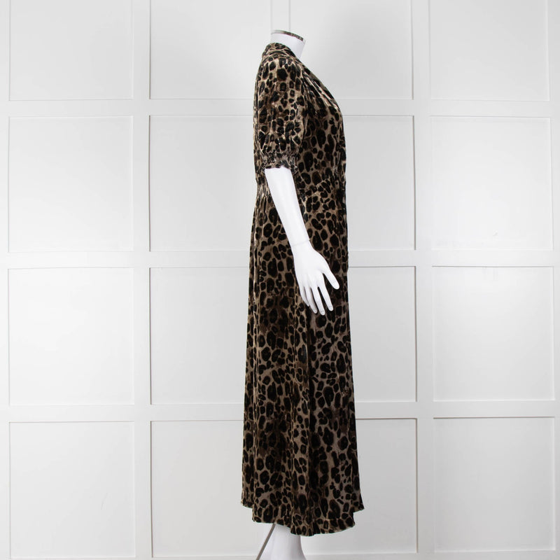 Wyse Desiree Leopard Print Velvet Feel Maxi Dress