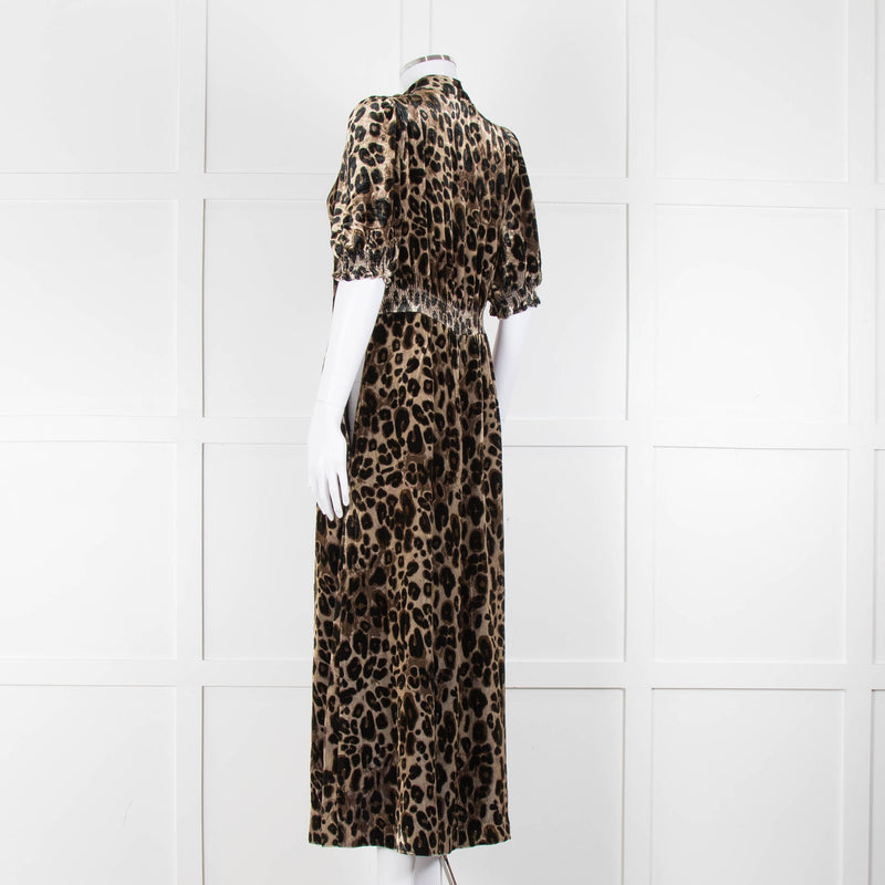 Wyse Desiree Leopard Print Velvet Feel Maxi Dress