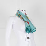 Gucci Turquoise 'Blooming in Your Garden' Silk Scarf