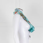 Gucci Turquoise 'Blooming in Your Garden' Silk Scarf