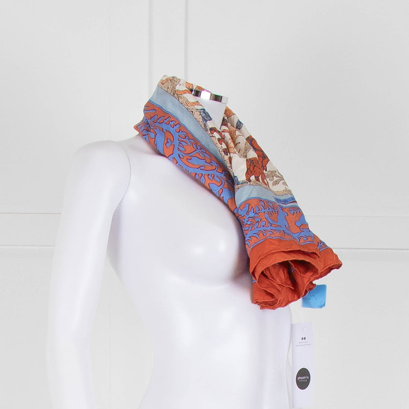 Hermes Orange 'Early America' Silk Scarf