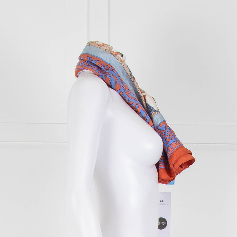 Hermes Orange 'Early America' Silk Scarf