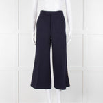 Gucci Navy Boucle Wide Leg Trousers with Cream Side Stripe