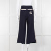 Gucci Navy Boucle Wide Leg Trousers with Cream Side Stripe