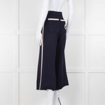 Gucci Navy Boucle Wide Leg Trousers with Cream Side Stripe