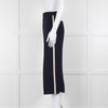 Gucci Navy Boucle Wide Leg Trousers with Cream Side Stripe