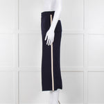 Gucci Navy Boucle Wide Leg Trousers with Cream Side Stripe