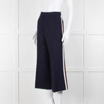 Gucci Navy Boucle Wide Leg Trousers with Cream Side Stripe