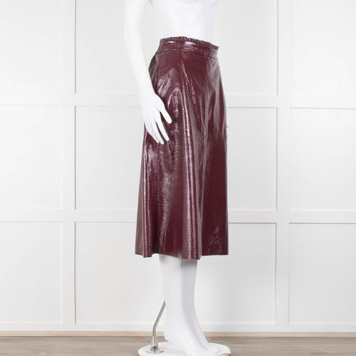 Wyse Burgundy Shiny Pencil Skirt