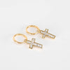 Rosa de la Cruz 18k Yellow Gold and Baguette Diamond Drop Hoops