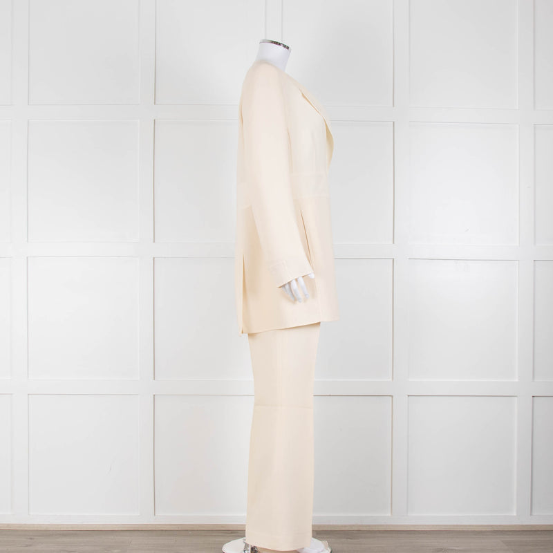 Akris Cream Crepe Open Lapel Dress Blazer