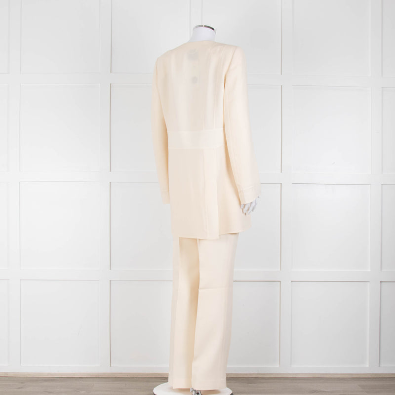 Akris Cream Crepe Open Lapel Dress Blazer