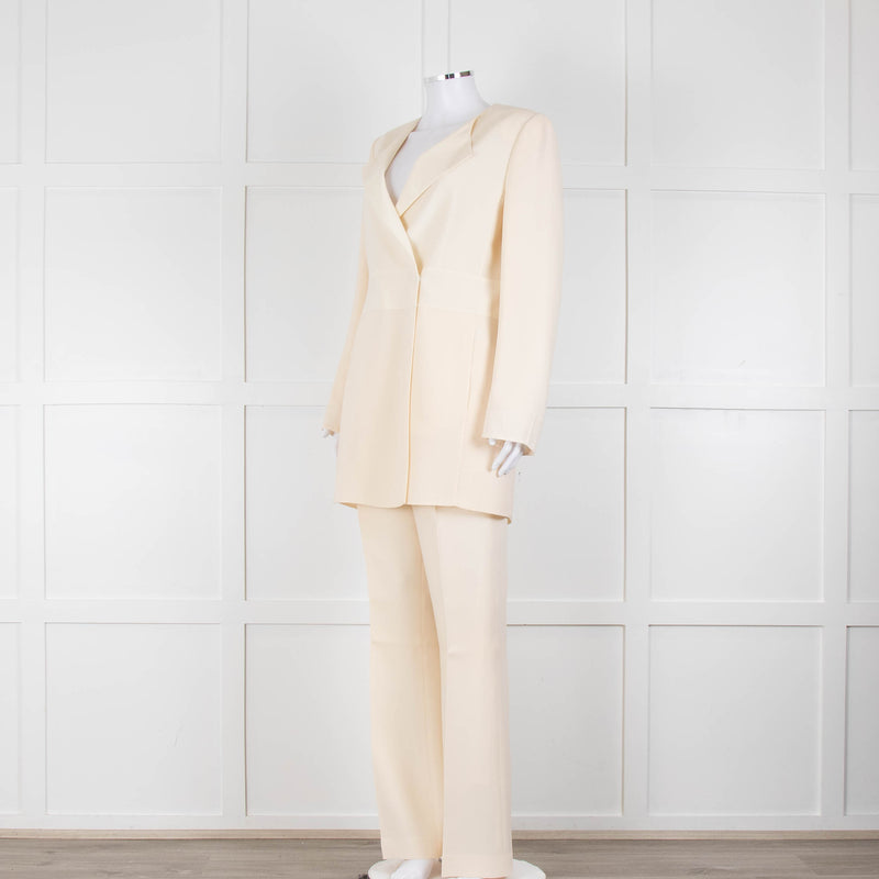 Akris Cream Crepe Open Lapel Dress Blazer