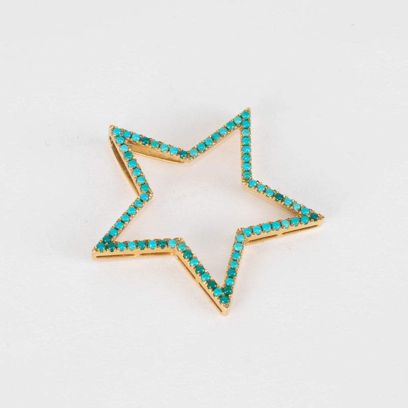 Rosa De La Cruz 18ct Gold Star Pendant with Turquoise