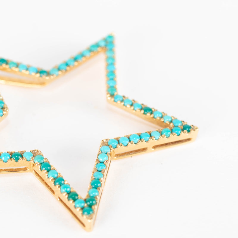 Rosa De La Cruz 18ct Gold Star Pendant with Turquoise