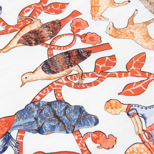 Hermes Orange 'Early America' Silk Scarf