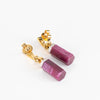 Jade Jagger Carved Ruby Pencil Rocktagon Earrings with White Diamonds