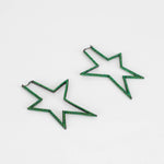 Lynn Ban Pave Green Star Hoop Earrings